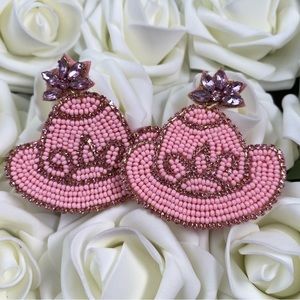 New seed bead cowgirl hat earrings